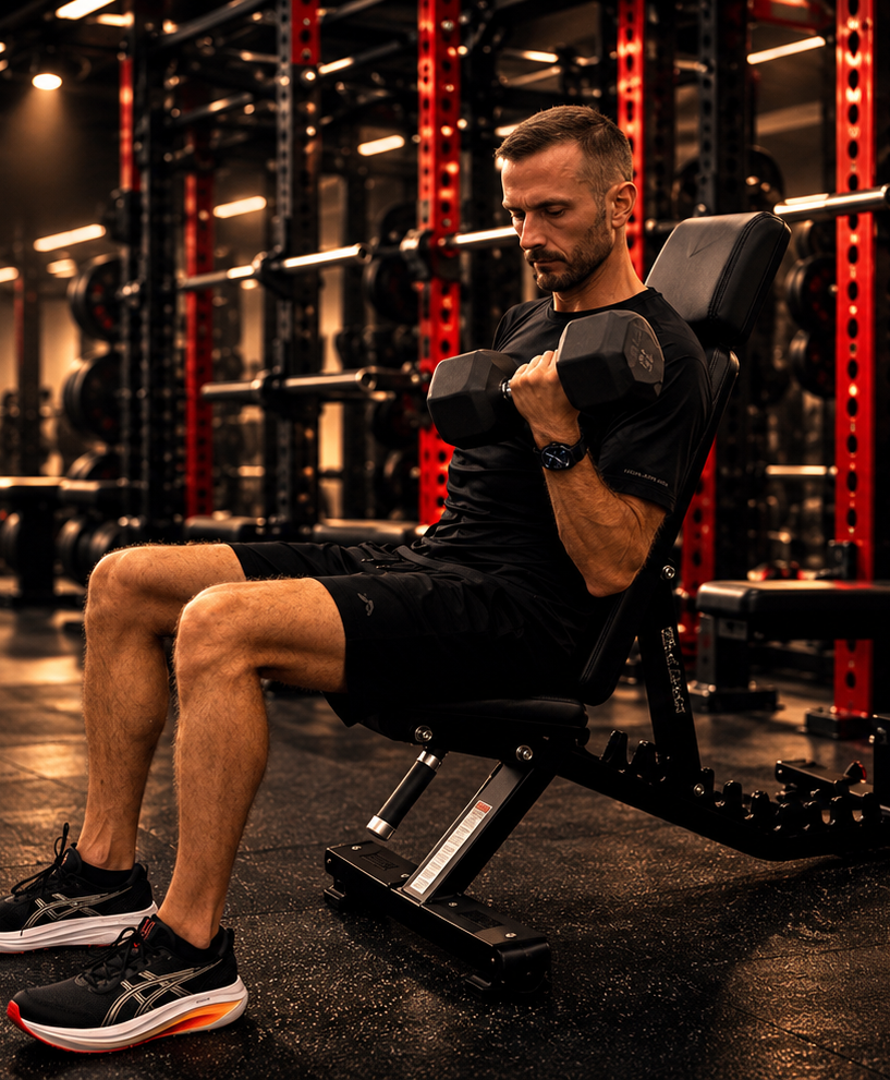Strength training exercise focused on building muscle and strength