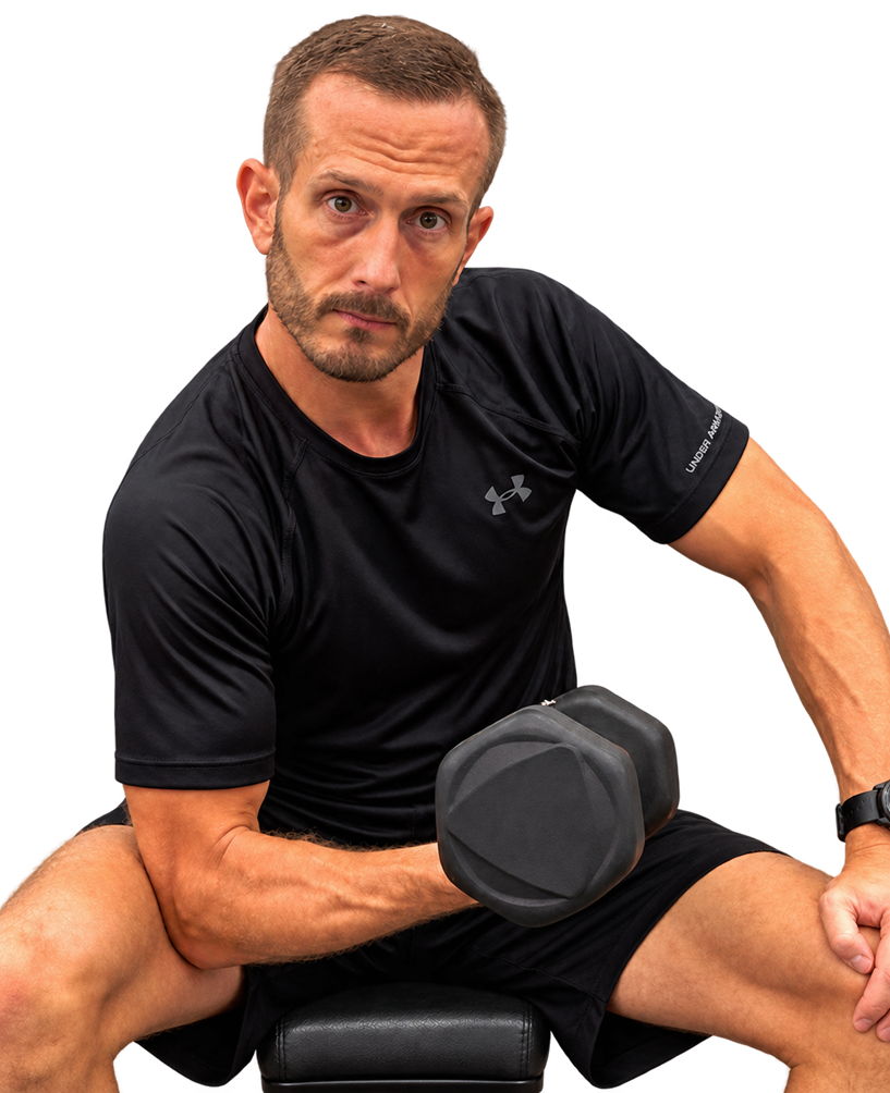 Benjamin Ott, personal fitness coach, demonstrating strength training.
